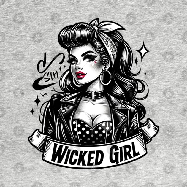 Wicked Girl - Pinup Retro Glam Girl by Skull Riffs & Zombie Threads